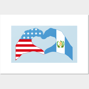 We Heart USA & Guatemala Patriot Flag Series Posters and Art